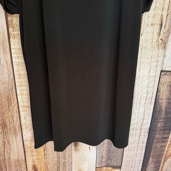 Chico’s Dress Batwing Sleeve ITY Midi Little Black Modest Minimalist Large NWT - Picture 4 of 9